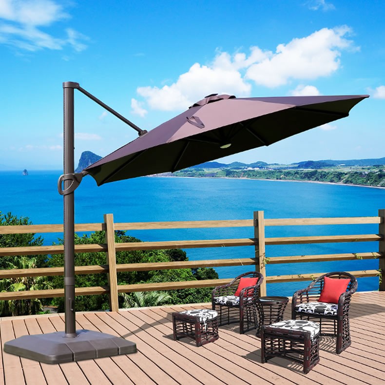 10ft aluminium Offset Cantilever Hanging Umbrella Outdoor Patio Umbrella for Garden Courtyard Poolside