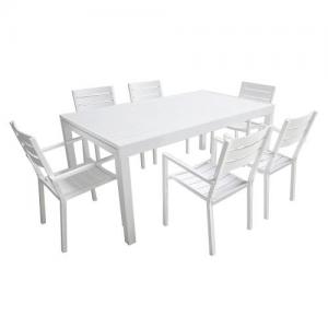 180/300 Extendable Aluminum Garden Furniture 10 Seater White