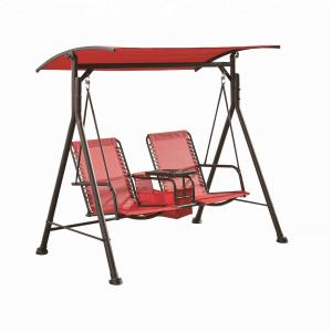 2 seater steel sling patio swing with table attached