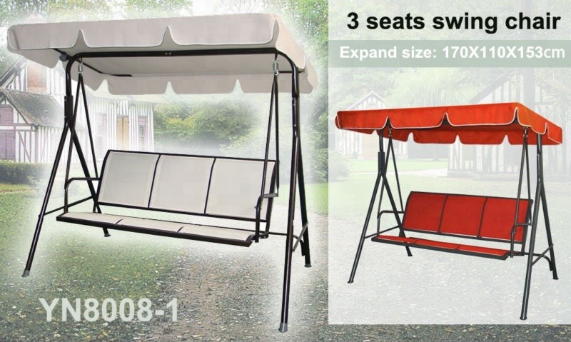 3-seater steel sling patio swing with canopy