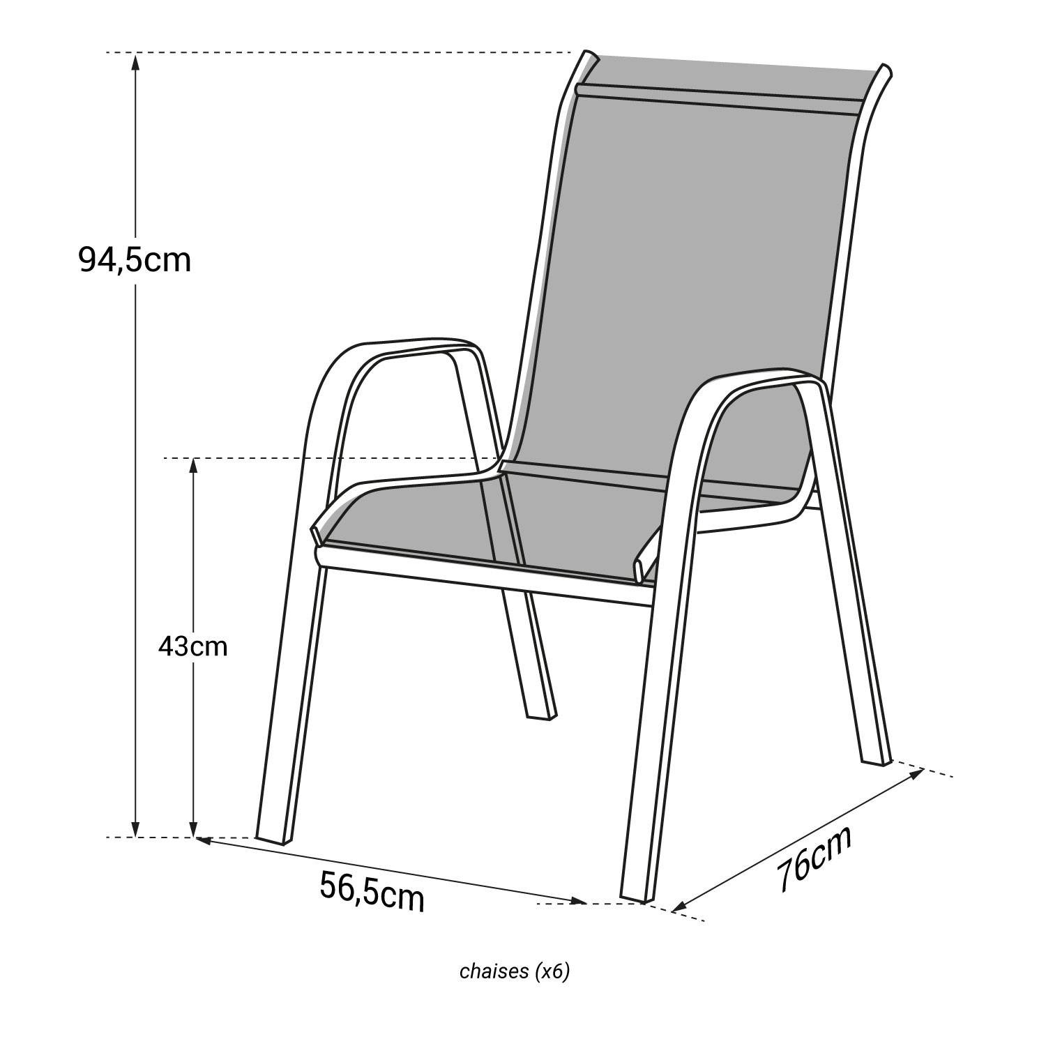 6 set gray color aluminum garden dining  chairs