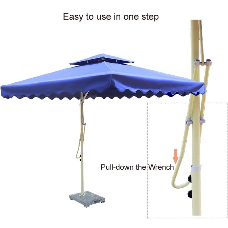 Modern Leisure Furniture Patio Solid Iron Wrench Umbrella With Double Roof