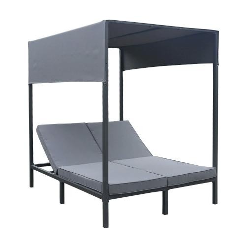 Outdoor canopy bed anthracite aluminum grey cushions