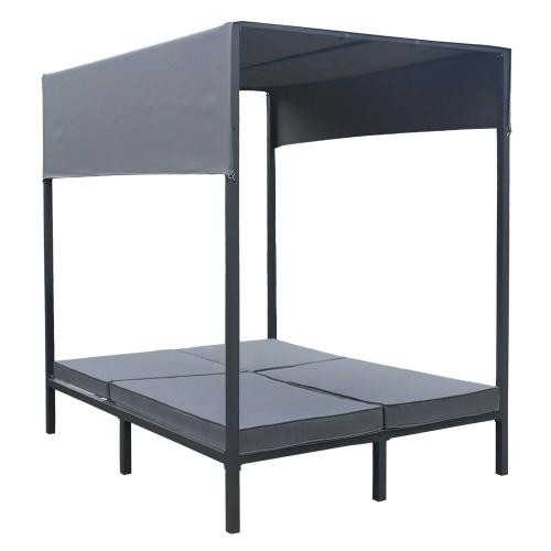 Outdoor canopy bed anthracite aluminum grey cushions