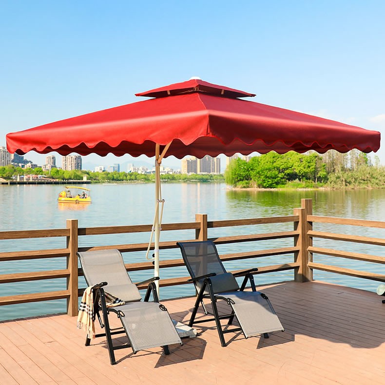 Patio Leisure Furniture Garden Solid Steel Wrench Umbrella With Double Roof