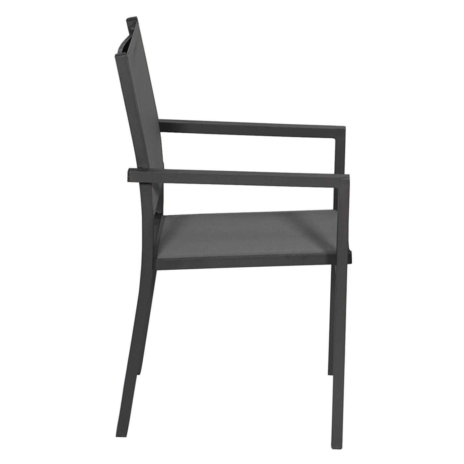 Set of 10 anthracite gray textilene aluminum chairs