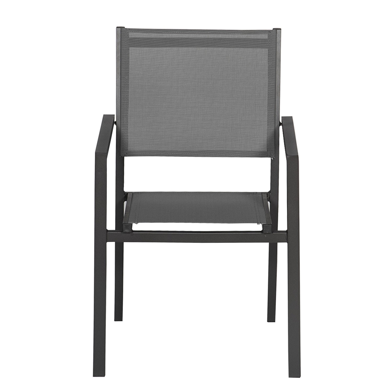 Set of 10 anthracite gray textilene aluminum chairs