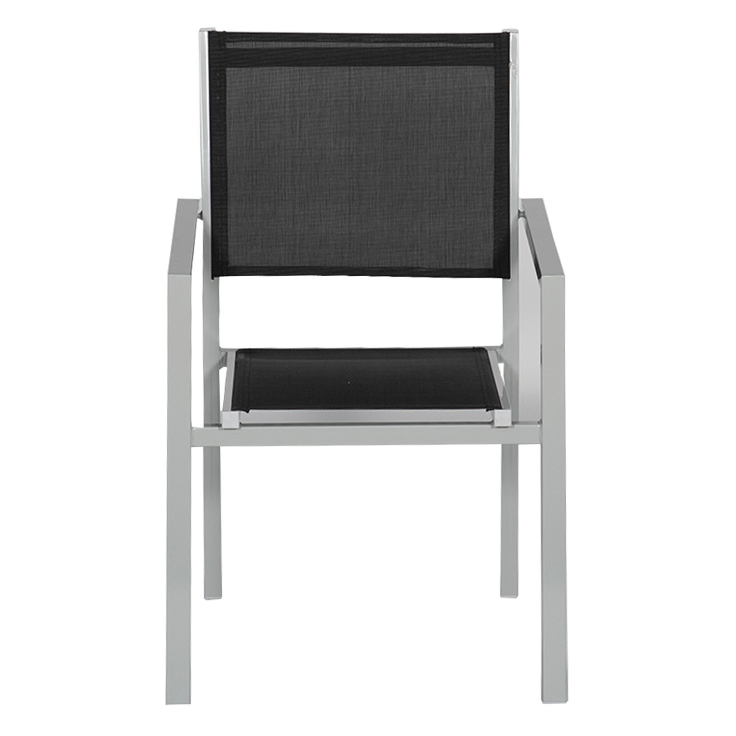 Set of 10 black textilene gray aluminum chairs