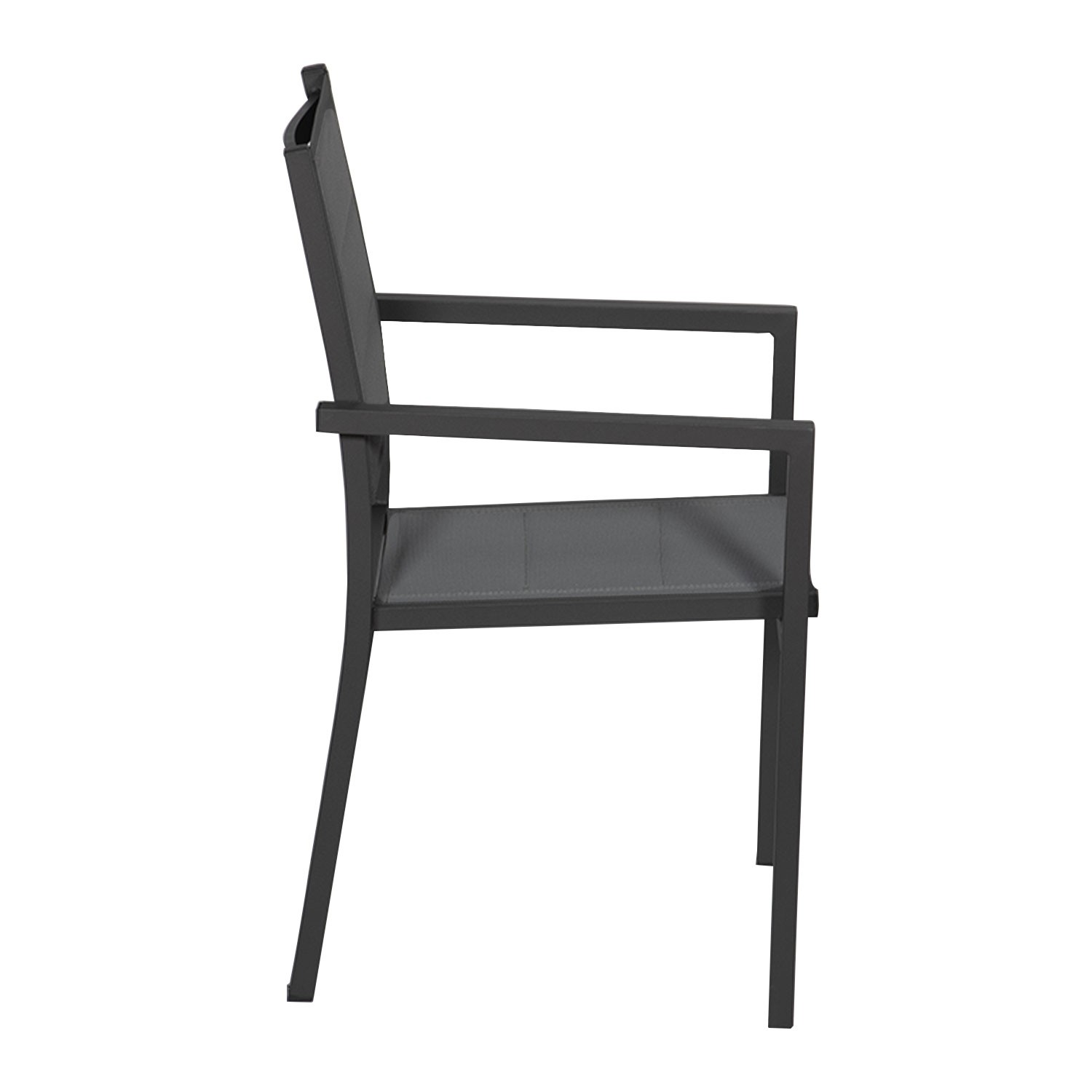 Set of 10 padded chairs in anthracite aluminum - gray textilene