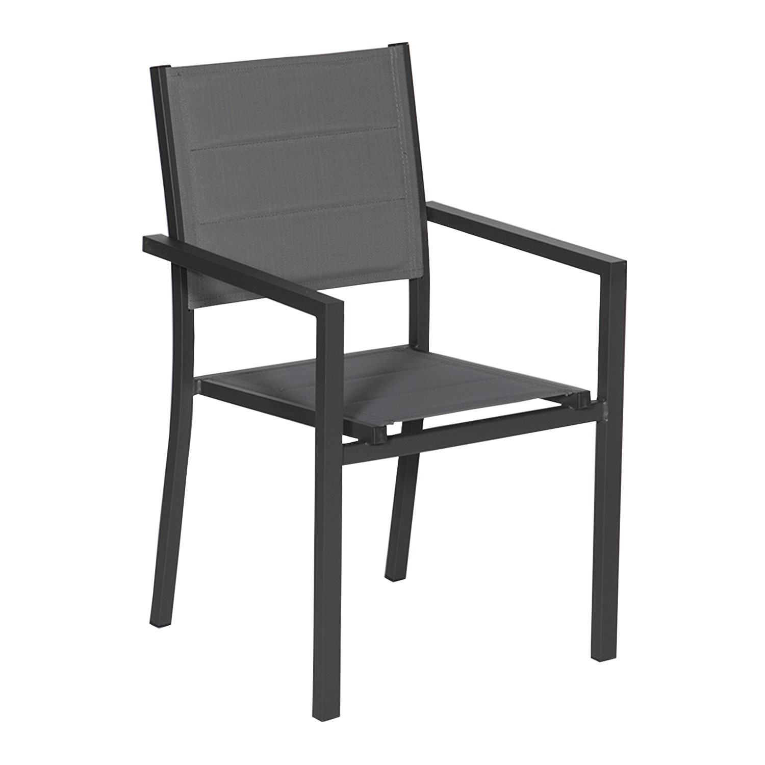 Set of 10 padded chairs in anthracite aluminum - gray textilene