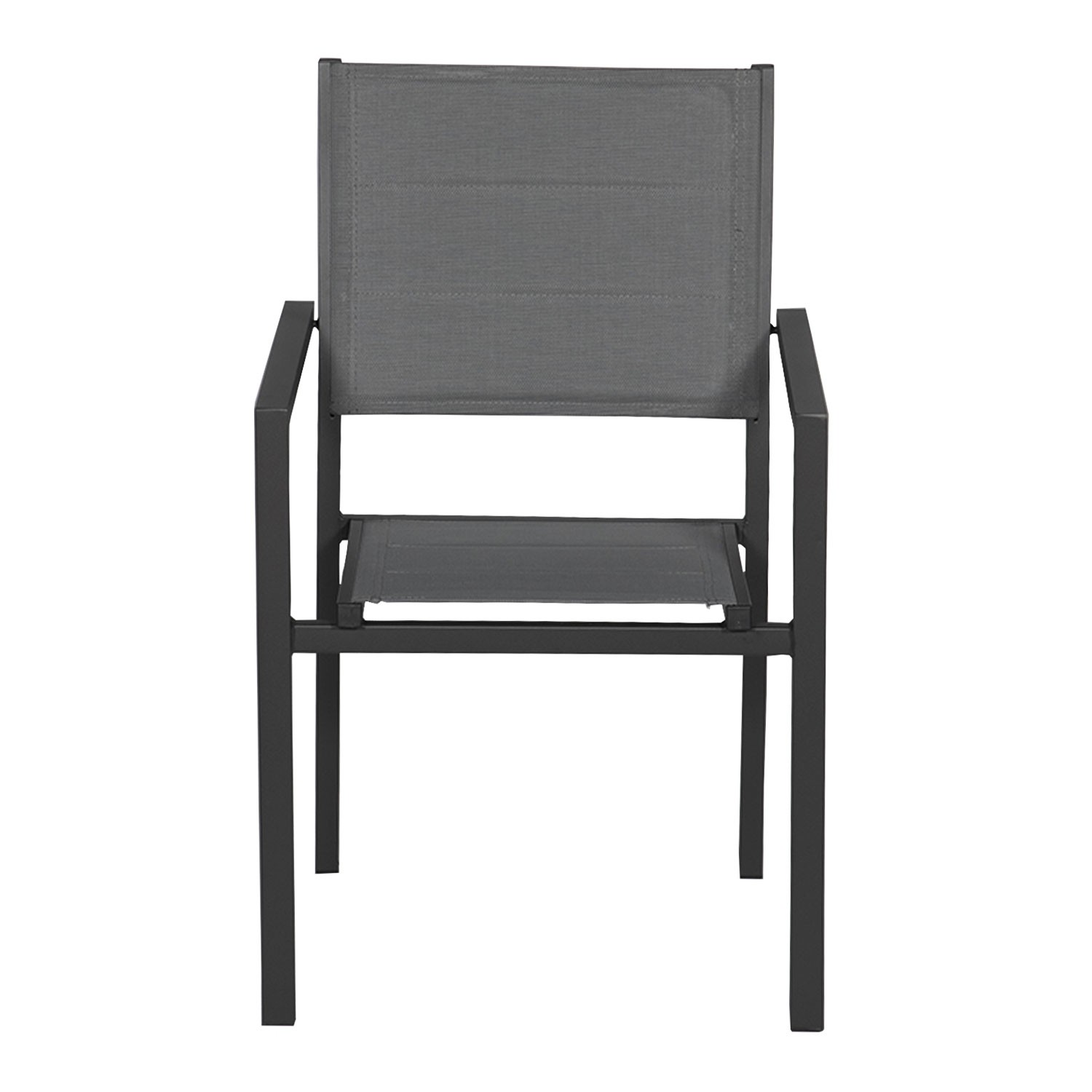 Set of 10 padded chairs in anthracite aluminum - gray textilene