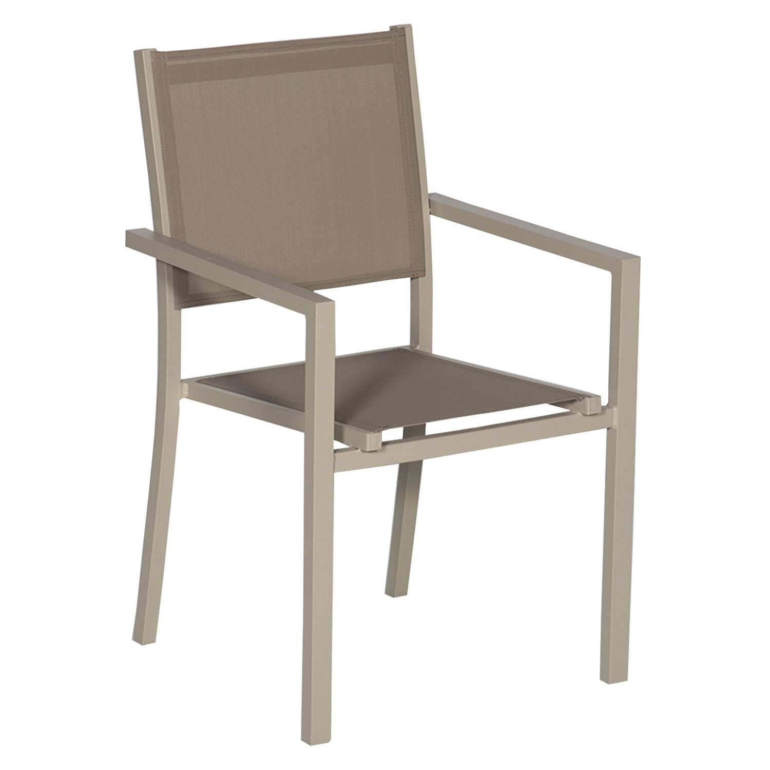 Set of 10 taupe textilene taupe aluminum chairs