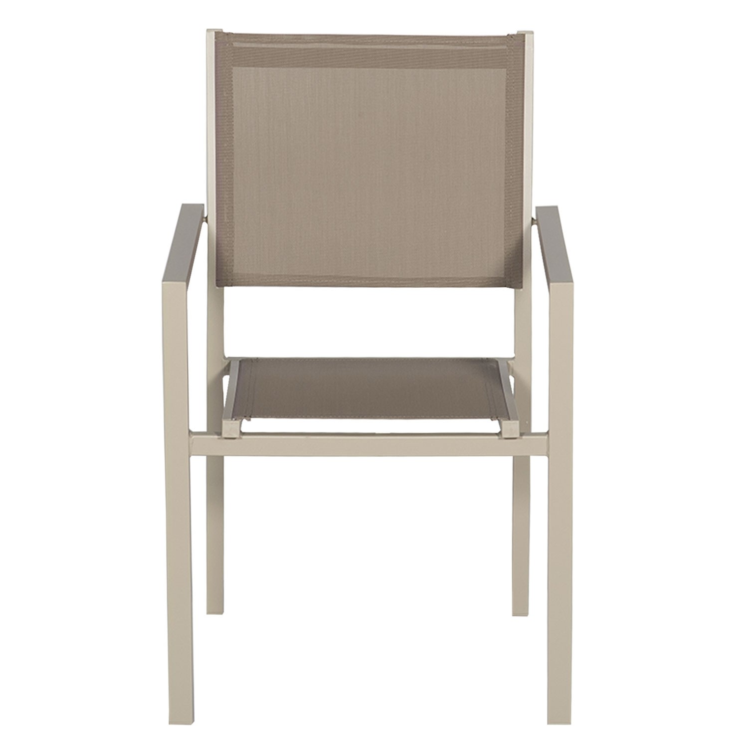 Set of 10 taupe textilene taupe aluminum chairs