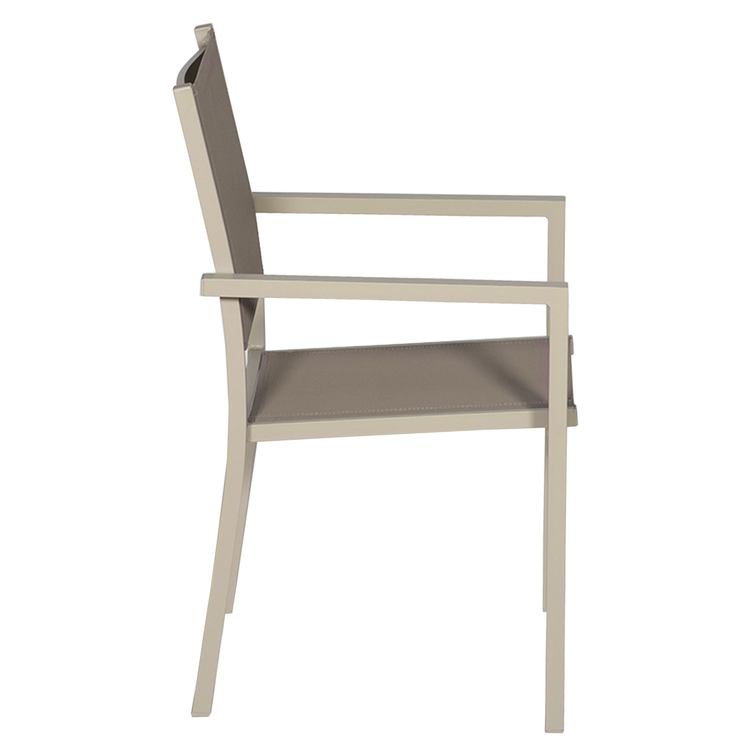 Set of 10 taupe textilene taupe aluminum chairs