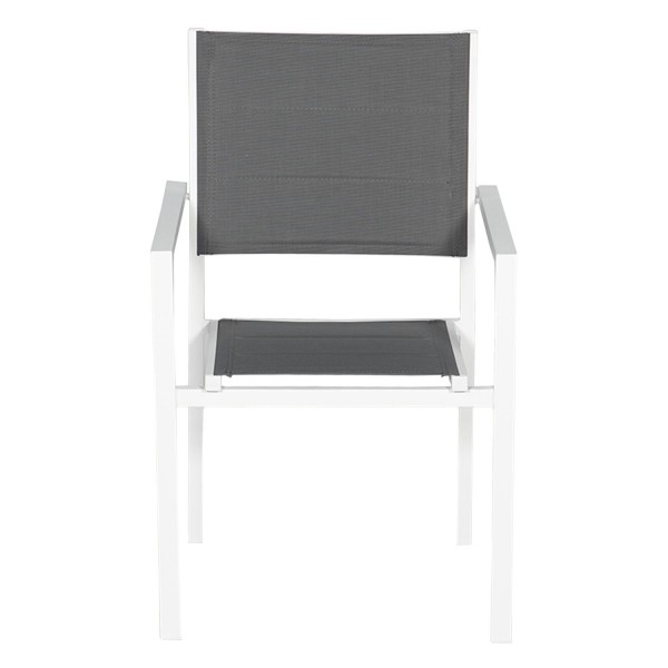 Set of 10 upholstered chairs in white aluminum - gray textilene