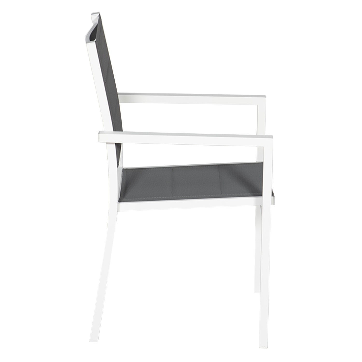 Set of 10 upholstered chairs in white aluminum - gray textilene