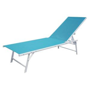 Set of 2  folding sunbeds in blue textilene white structure