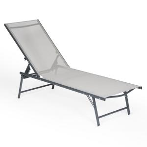 Set of 2  folding sunloungers in gray textilene anthracite structure