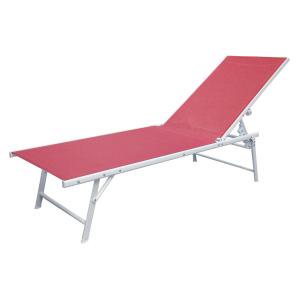 Set of 2  folding sunloungers in pink textilene white structure