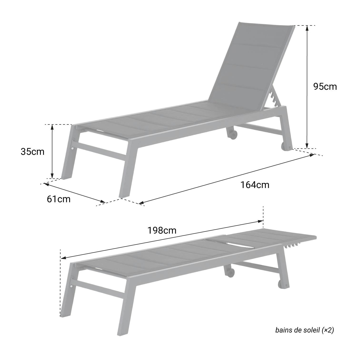 Set of 2 sun loungers in black textilene, anthracite gray aluminum