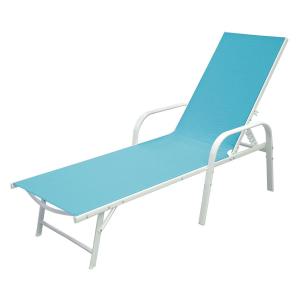 Set of 2  sun loungers in blue textilene white structure