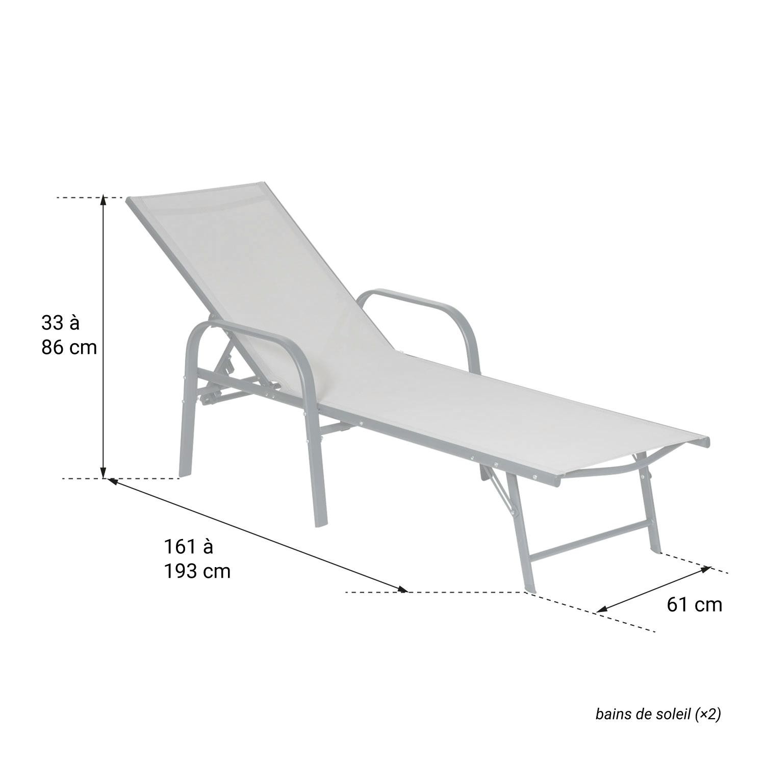 Set of 2  sun loungers in blue textilene white structure