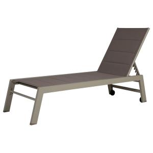 Set of 2 sun loungers in taupe textilene taupe aluminum