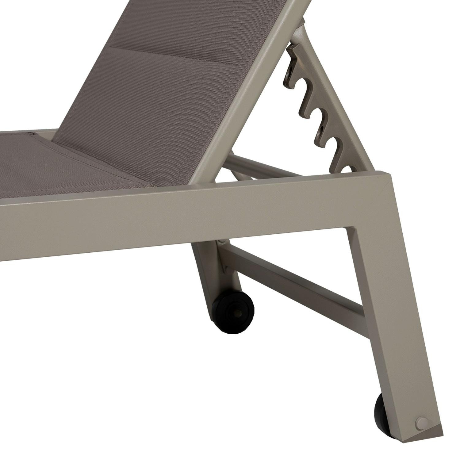 Set of 2 sun loungers in taupe textilene taupe aluminum