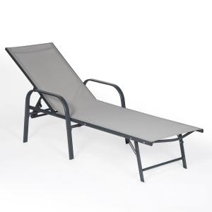 Set of 2  sunbeds in gray textilene anthracite structure