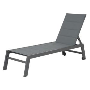 Set of 2 sunloungers in anthracite gray aluminum textilene