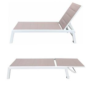 Set of 2 sunloungers in taupe white aluminum textilene