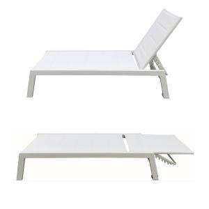 Set of 2 sunloungers in white textilene white aluminum