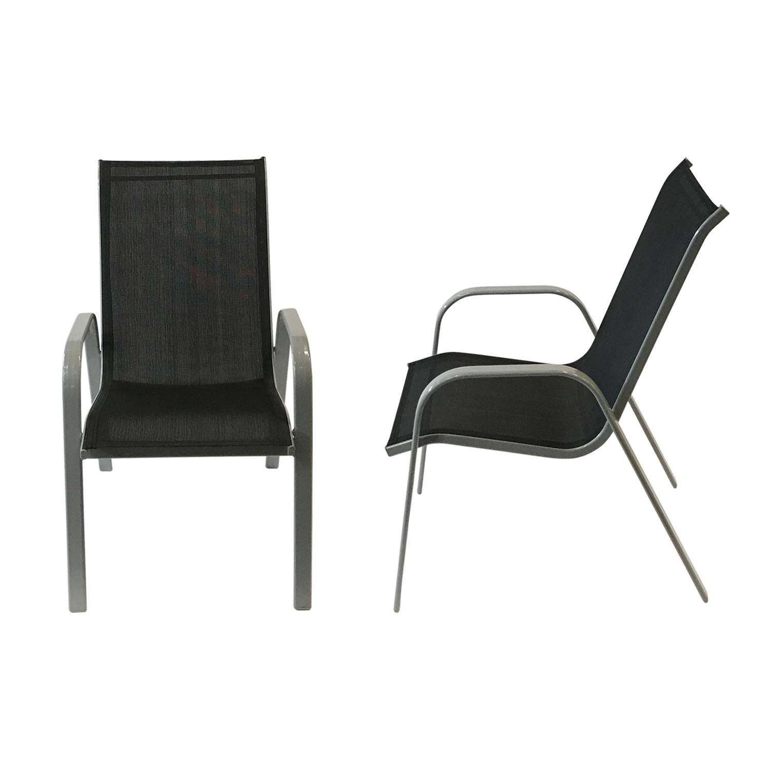 Set of 4 MARBELLA chairs in black textilene - gray aluminum