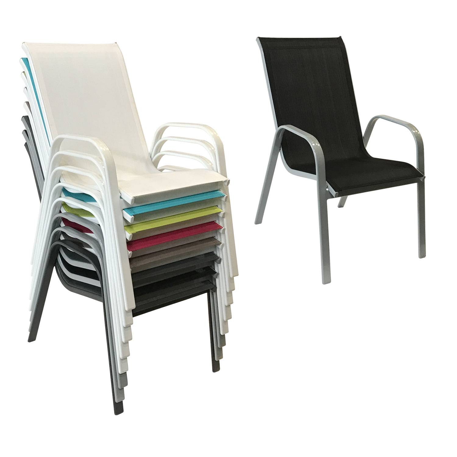 Set of 4 MARBELLA chairs in black textilene - gray aluminum