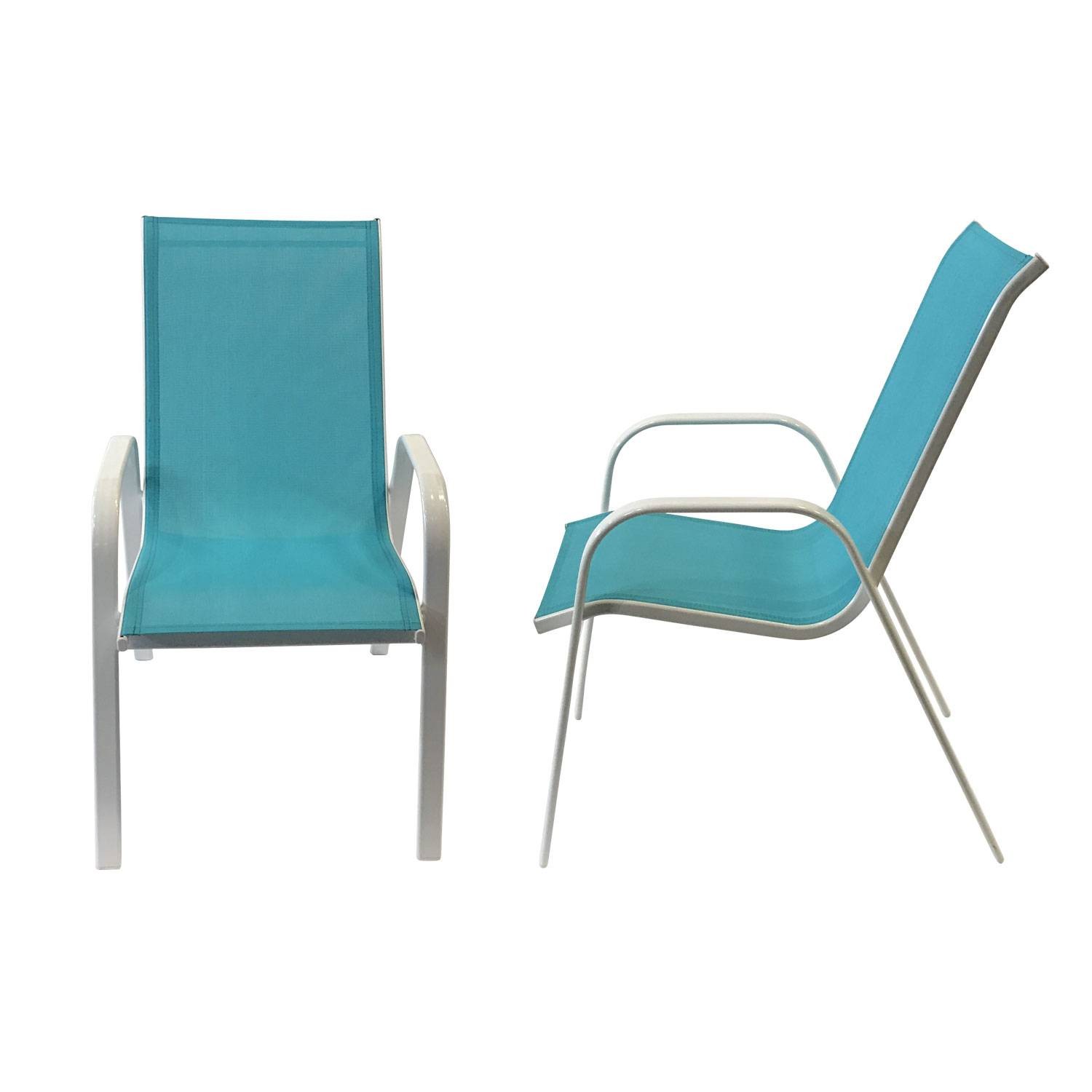 Set of 4 MARBELLA chairs in blue textilene - white aluminum