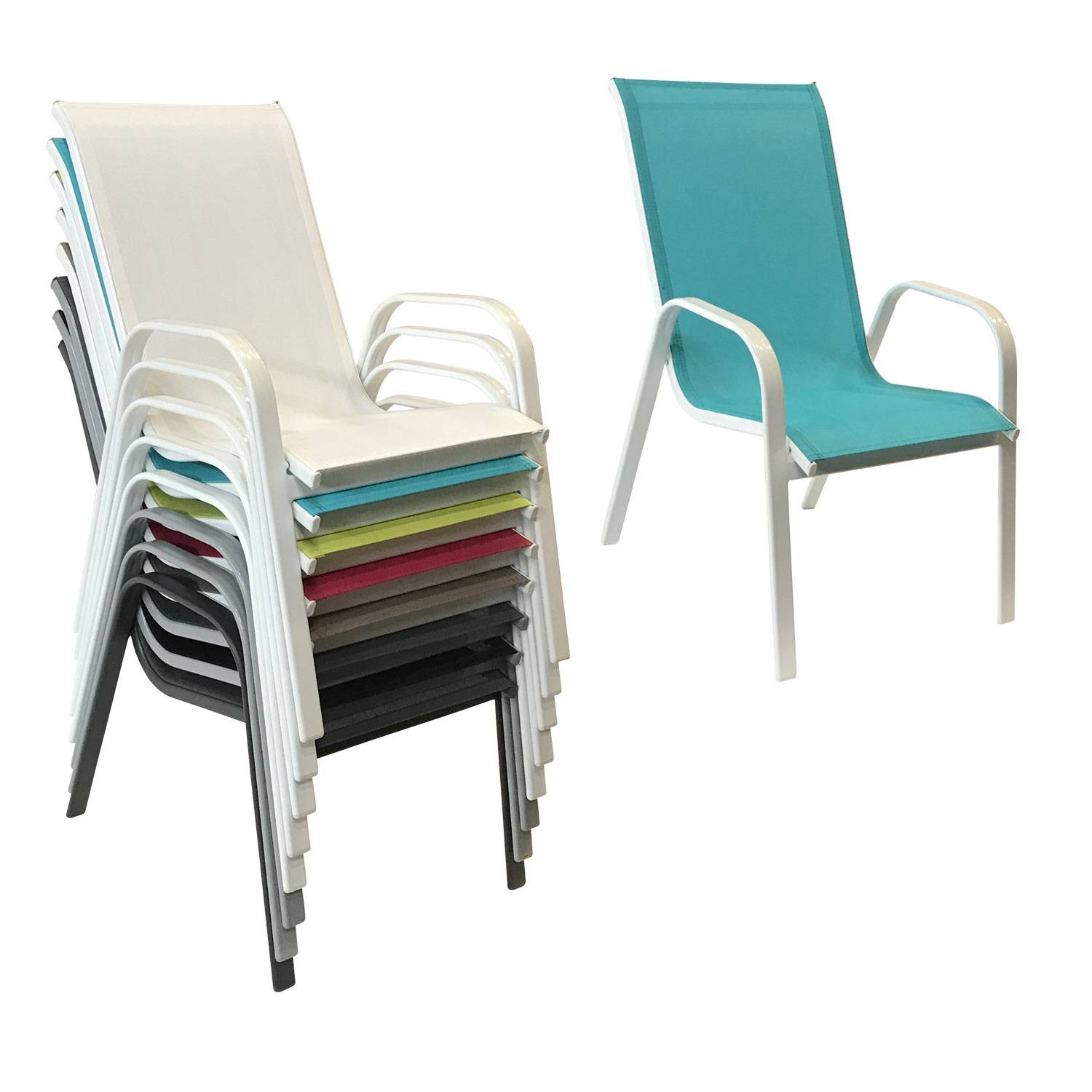 Set of 4 MARBELLA chairs in blue textilene - white aluminum