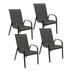 Set of 4 MARBELLA chairs in gray textilene - anthracite gray aluminum