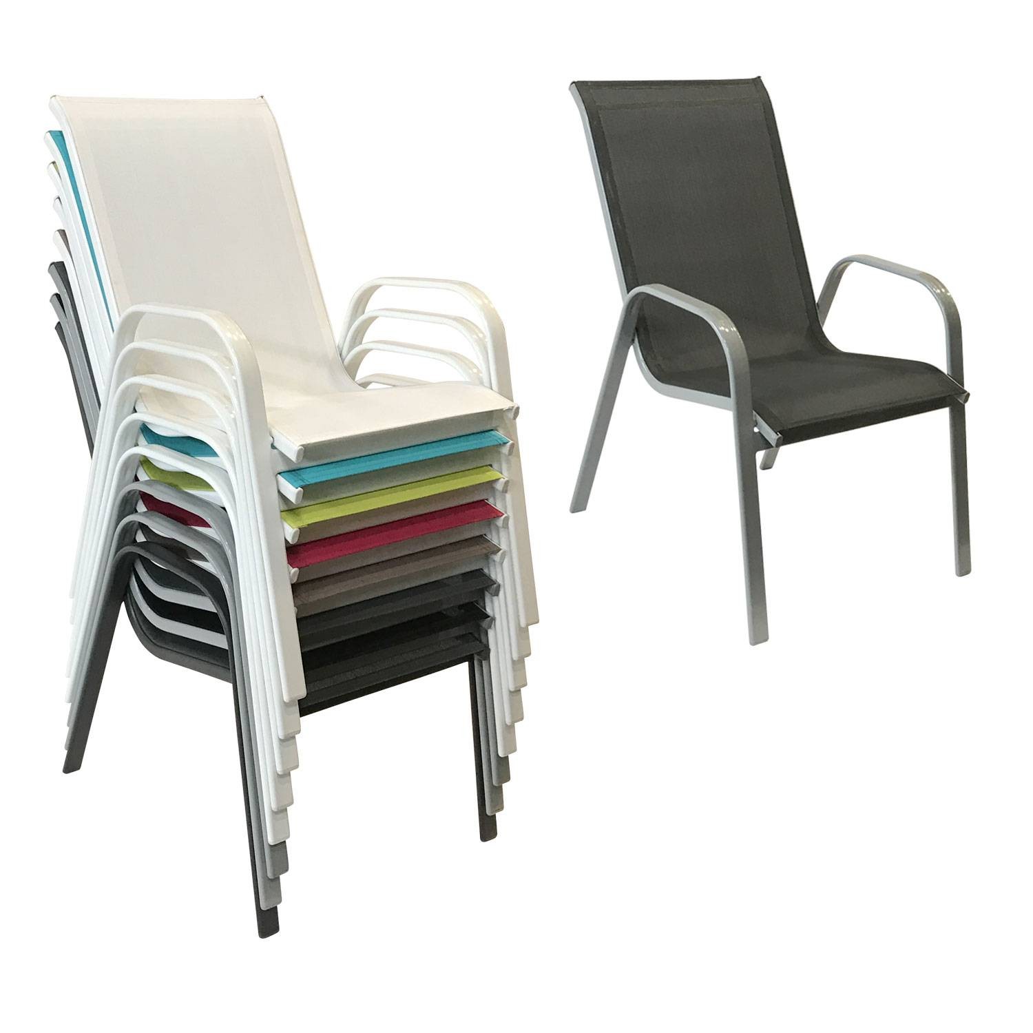 Set of 4 MARBELLA chairs in gray textilene - gray aluminum