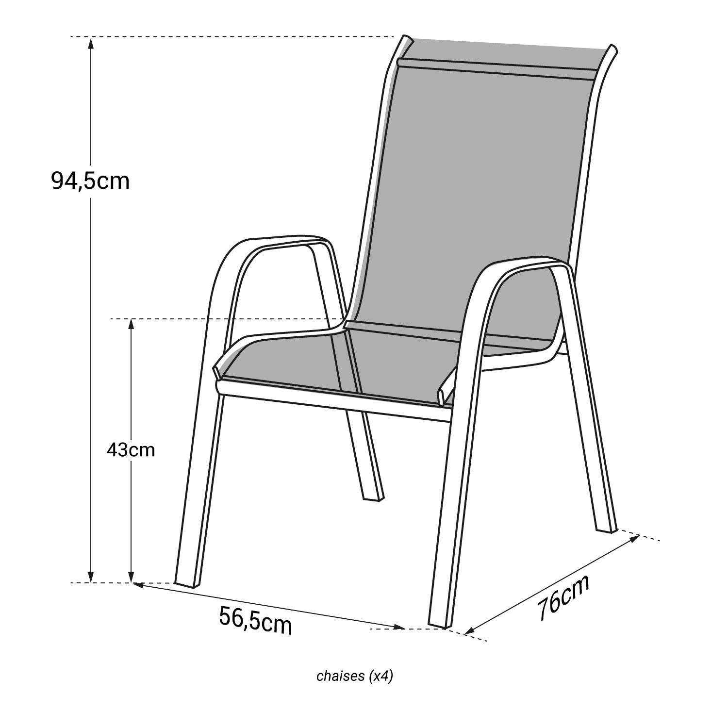 Set of 4 MARBELLA chairs in green textilene - white aluminum