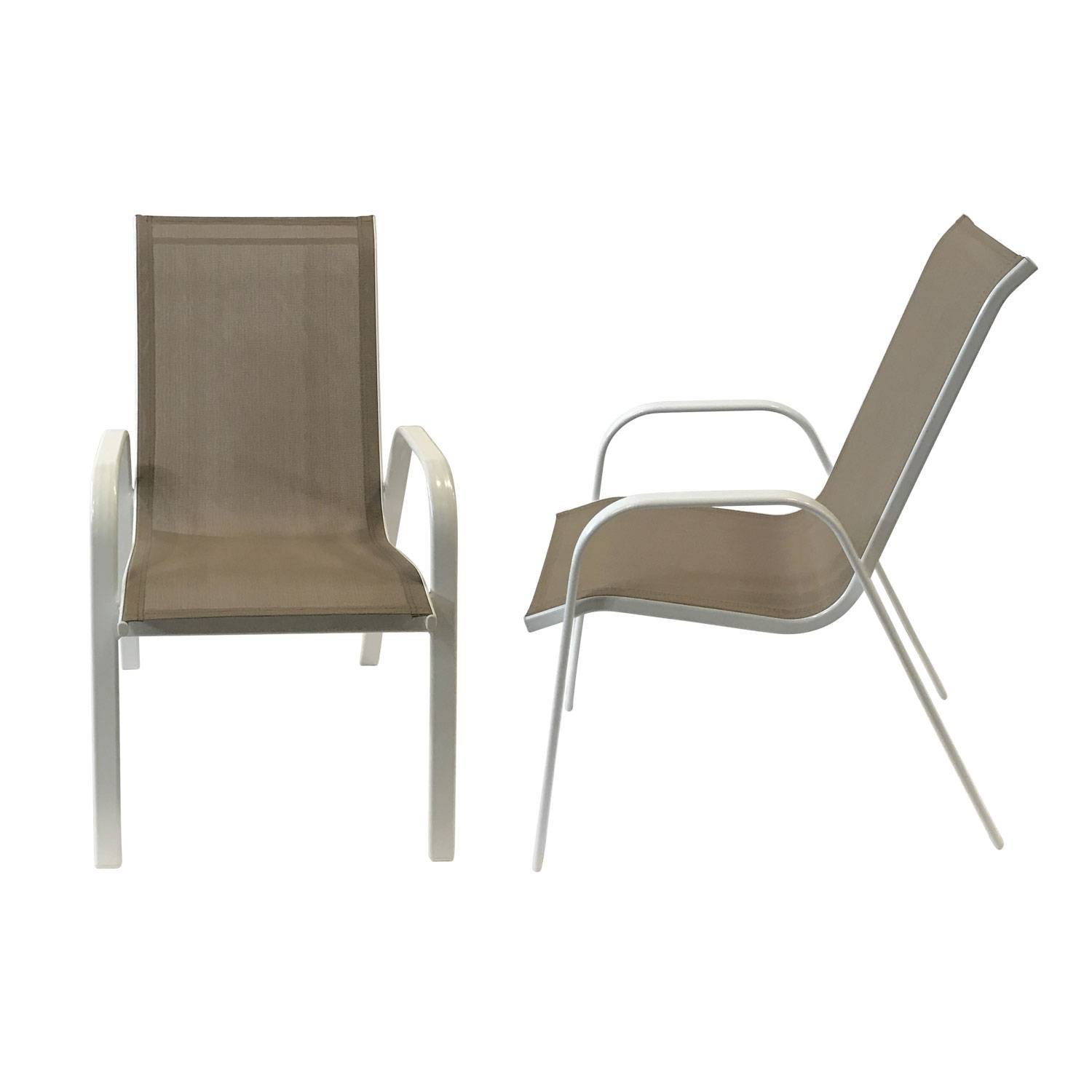 Set of 4 MARBELLA chairs in taupe textilene - white aluminum