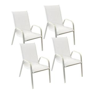 Set of 4 MARBELLA chairs in white textilene - white aluminum