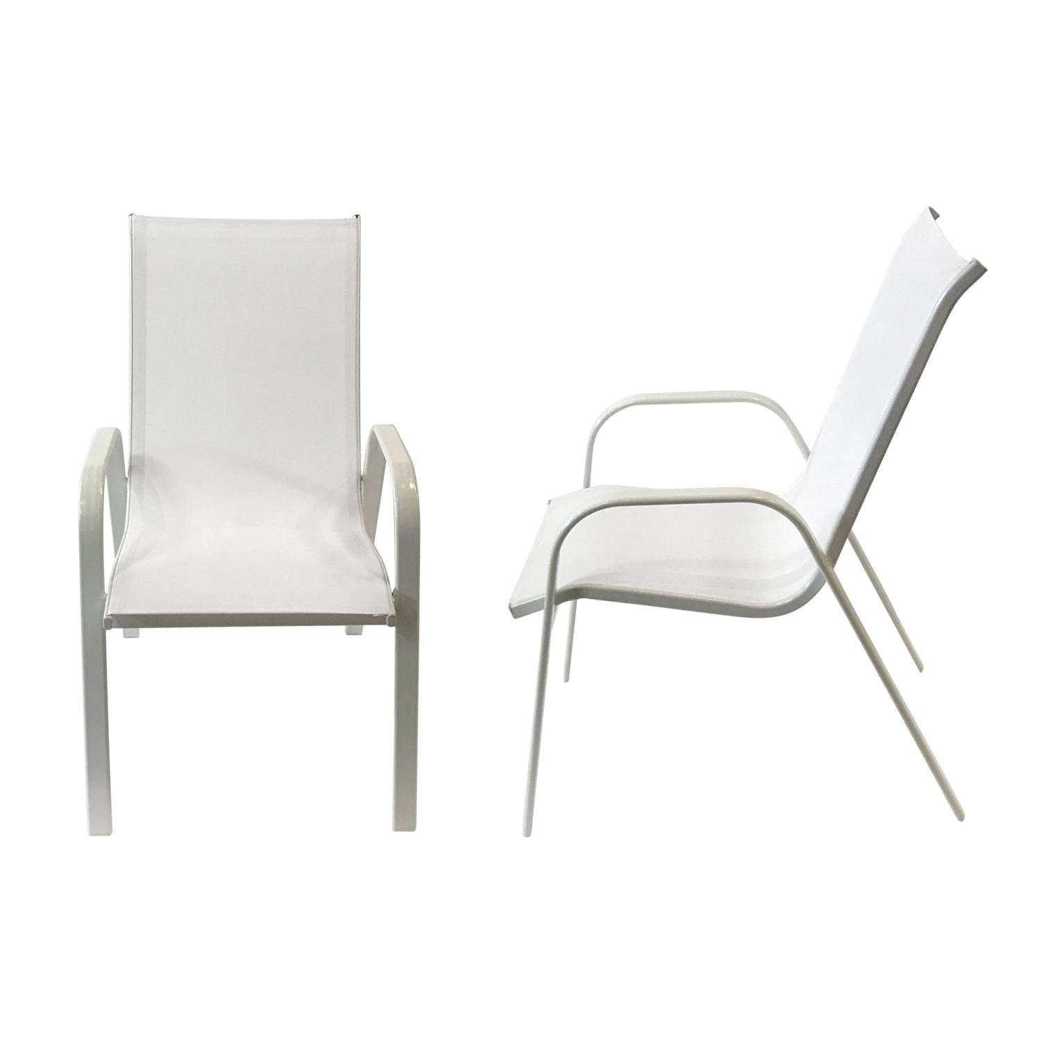 Set of 4 MARBELLA chairs in white textilene - white aluminum