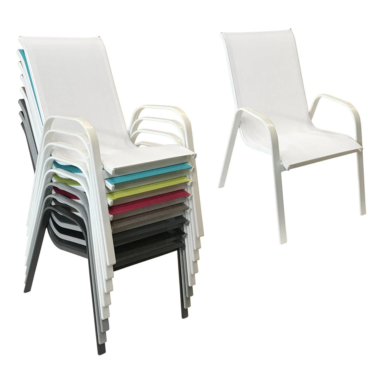 Set of 4 MARBELLA chairs in white textilene - white aluminum