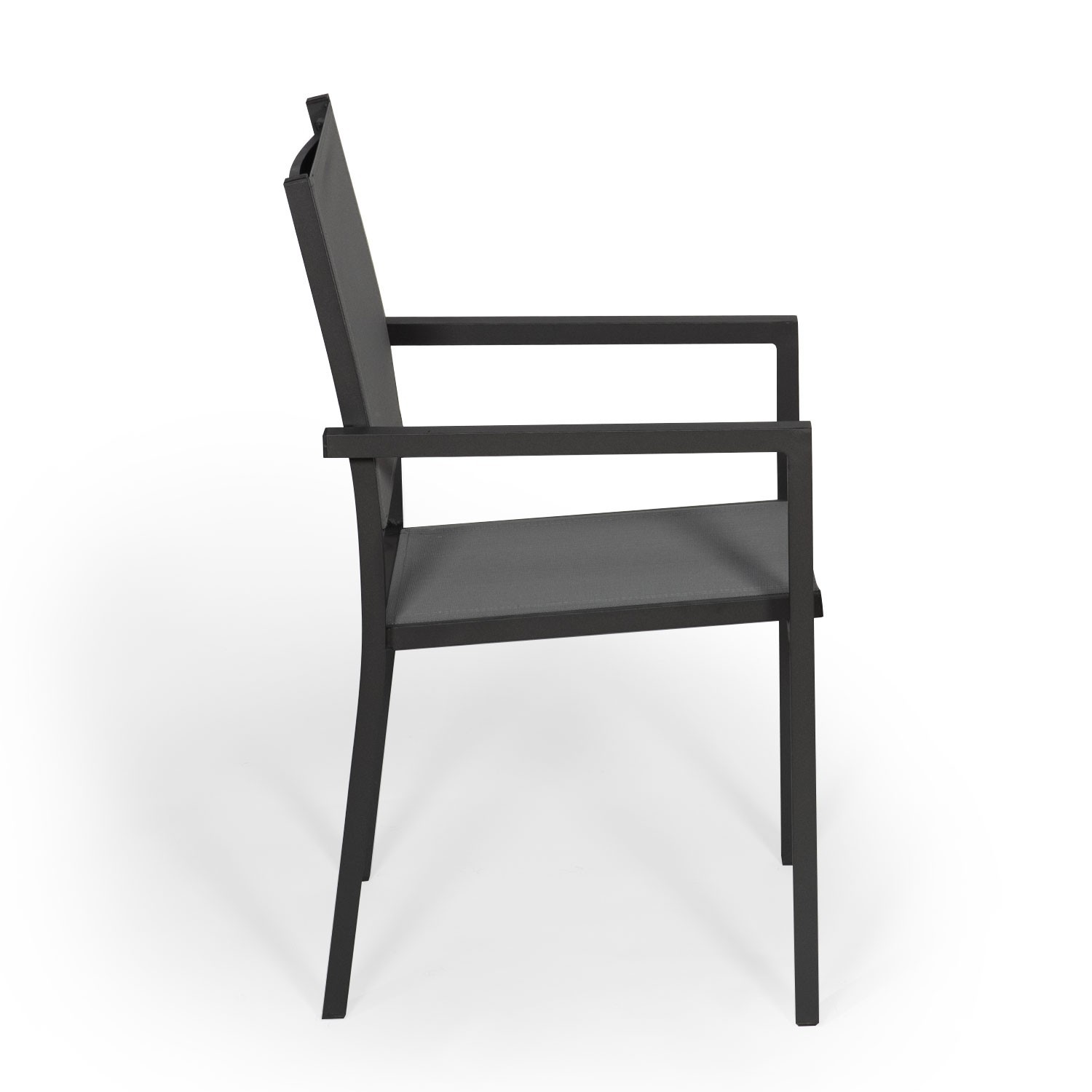 Set of 4 anthracite gray textilene aluminum chairs