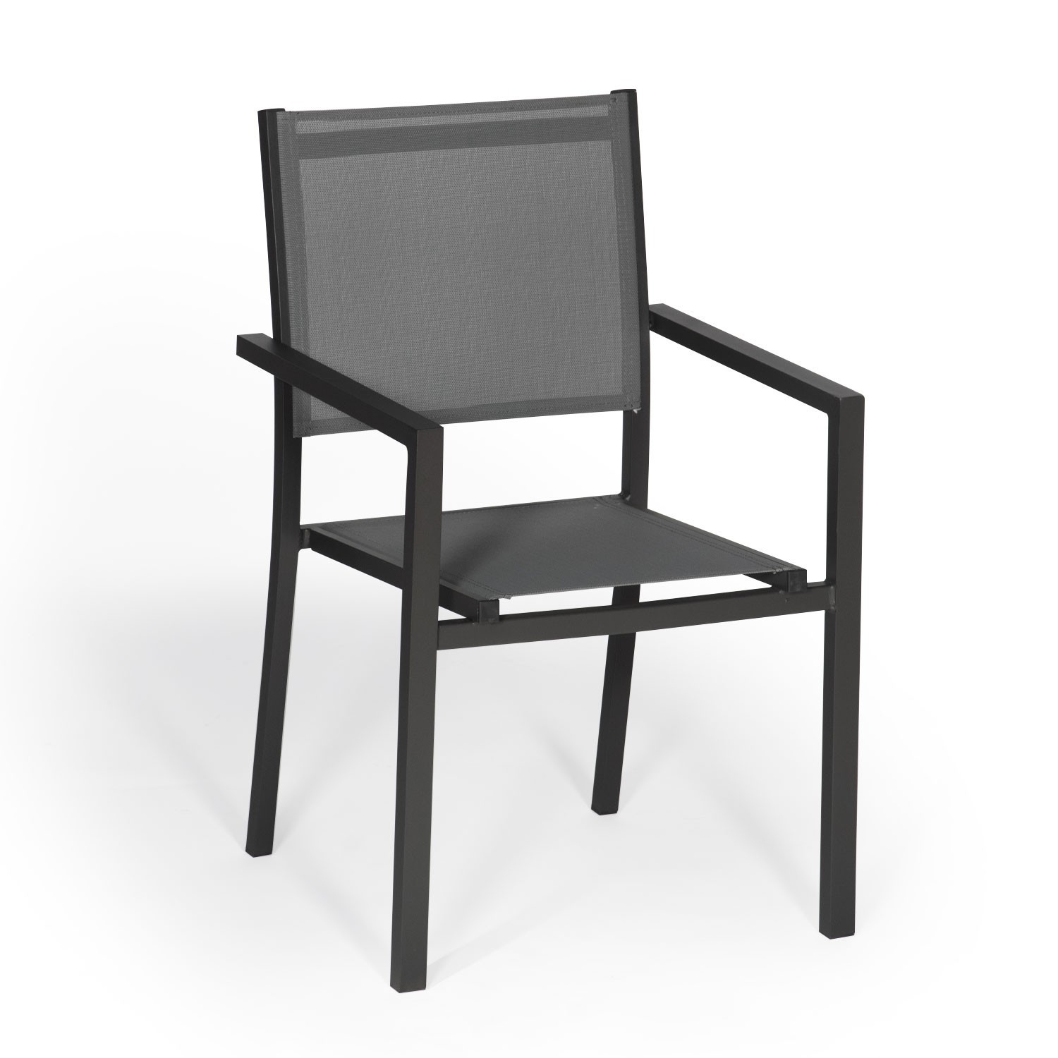 Set of 4 anthracite gray textilene aluminum chairs