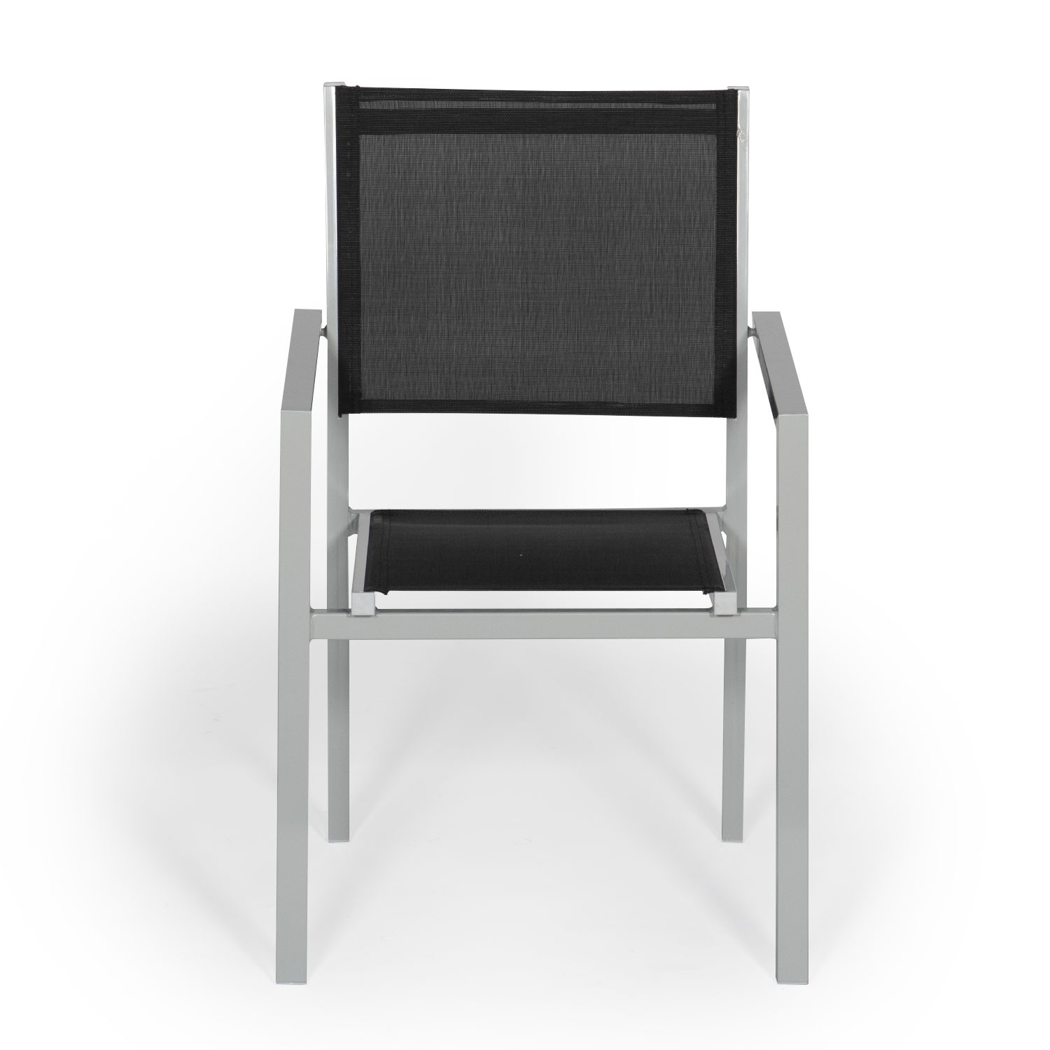 Set of 4 black textilene gray aluminum chairs