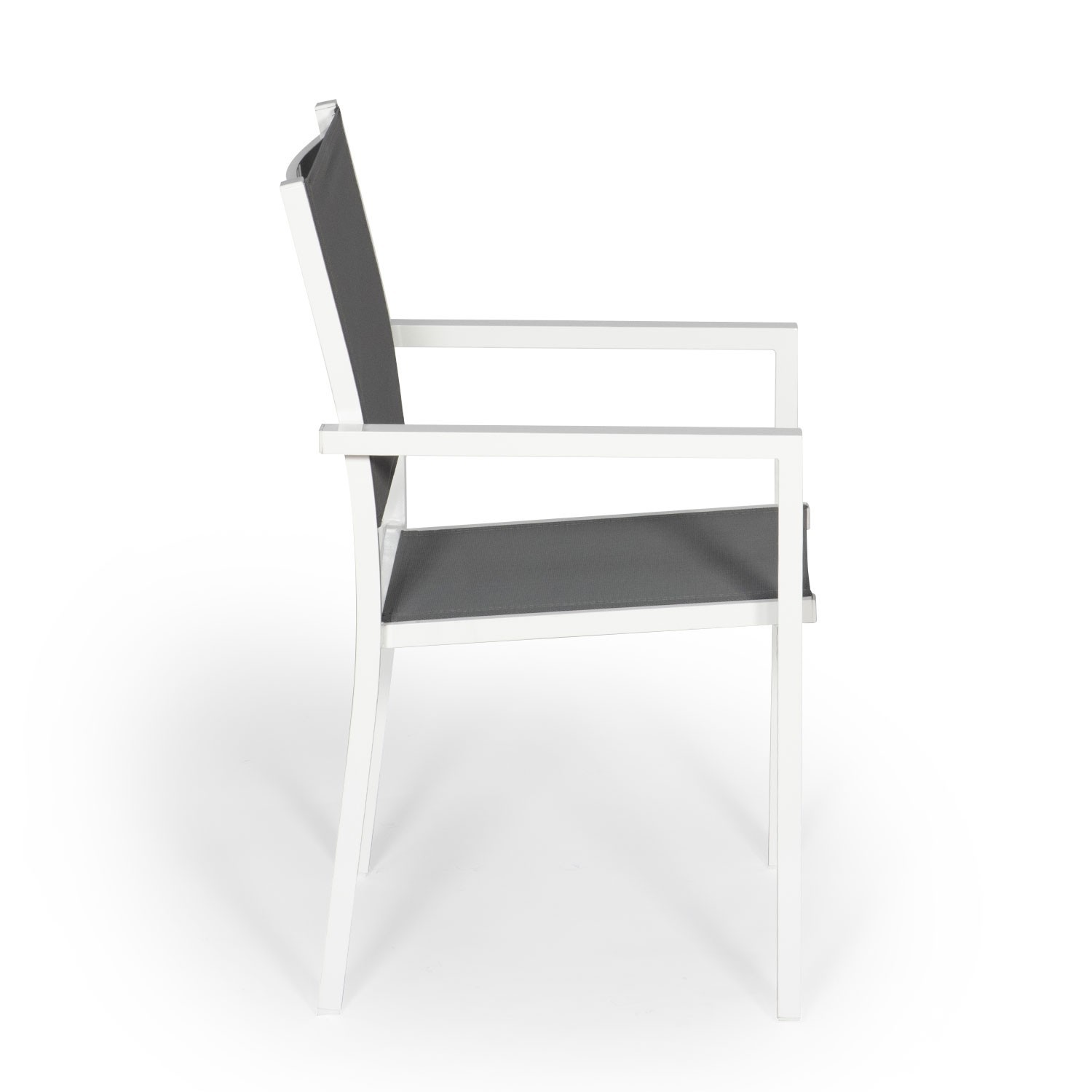 Set of 4 gray textilene white aluminum chairs