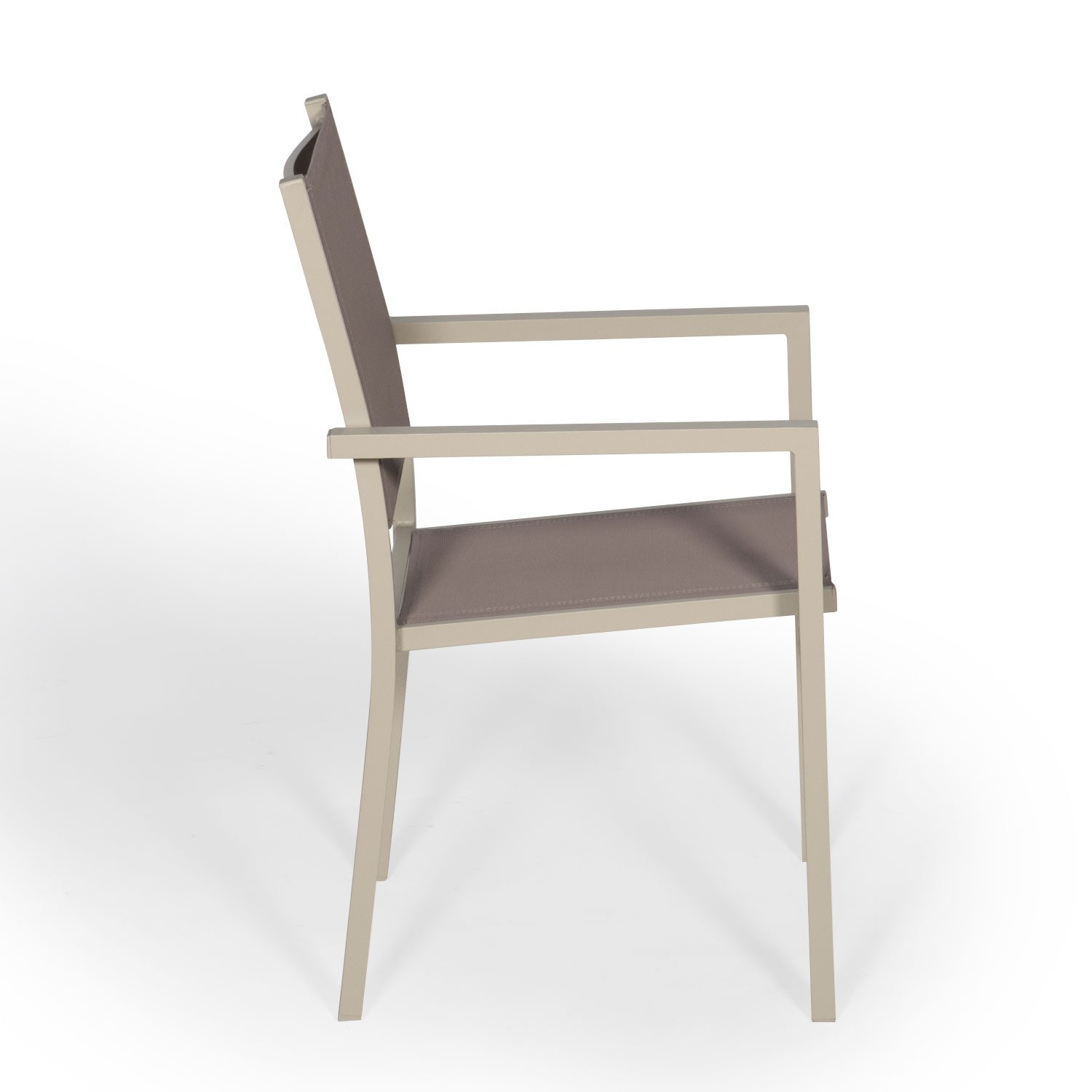 Set of 4 taupe textilene taupe aluminum chairs