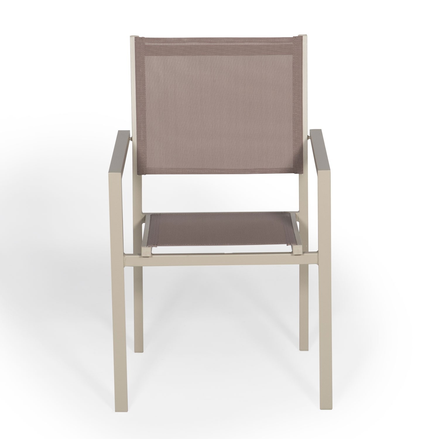 Set of 4 taupe textilene taupe aluminum chairs