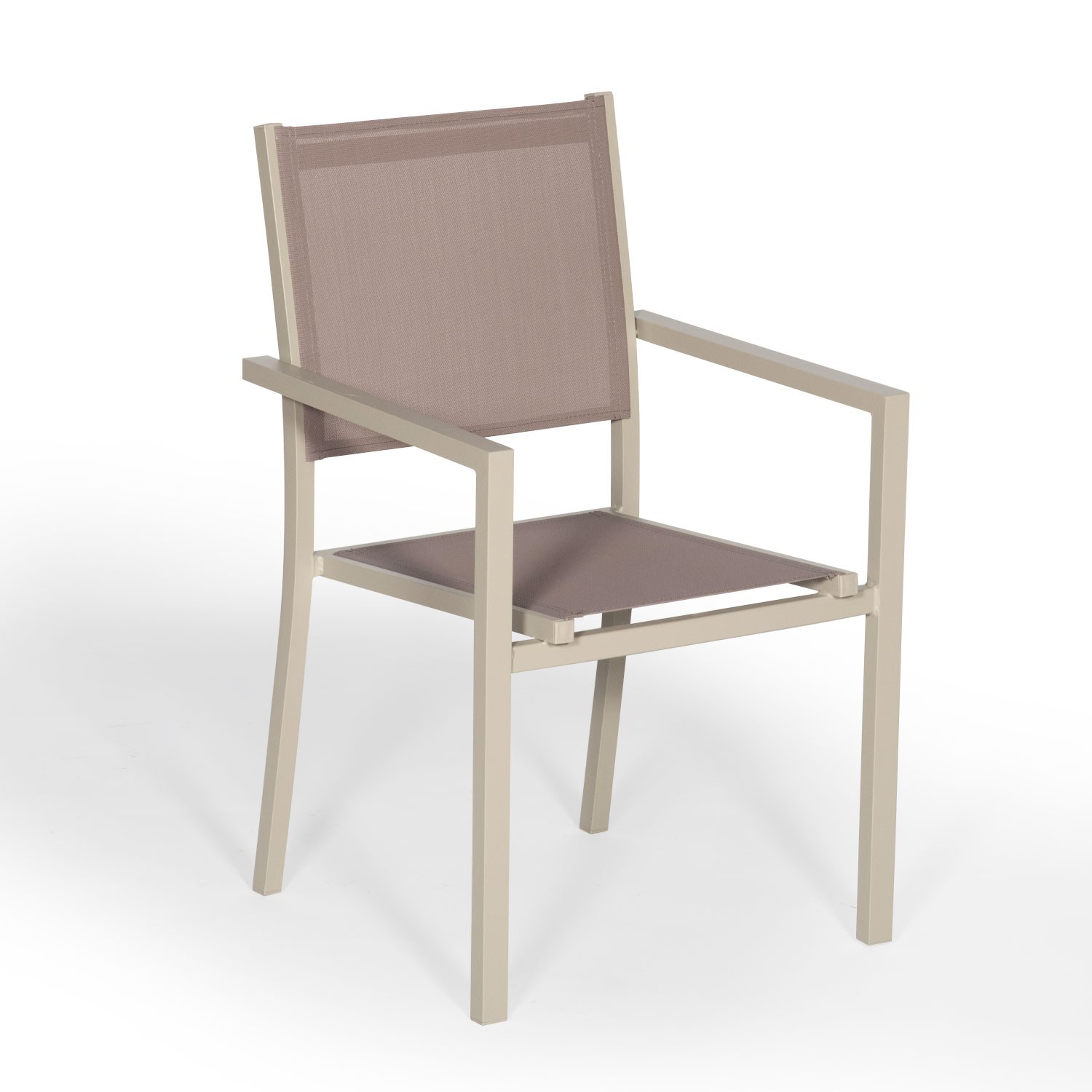 Set of 4 taupe textilene taupe aluminum chairs